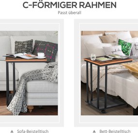 HOMCOM Stolik wózek na kółkach w kształcie litery C Mazerowany dł 51 x szer 36 x wys 65 cm Kolor czarny orzech | Aosom PL