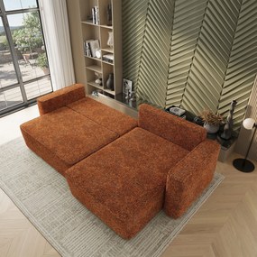 Masseno Narożnik BELARO z funkcją spania i pojemnikiem na pościel Narozniki L, Rozkładana sofa - Ceglasty, BELLA 40