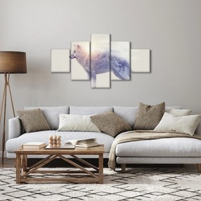 Obraz - Wilk arktyczny odzwierciedla dziki krajobraz (125x70 cm)