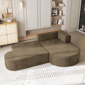 Masseno Narożnik CORTIO z funkcją spania i pojemnikiem na pościel Narozniki L, Rozkładana sofa - Beżowy, MONOLITH 09