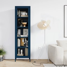 Witryna szklana do salonu wąska granatowa Modern LUIGI 500 x 1800 x 350 mm