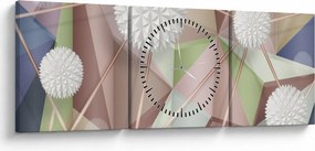Obraz - Abstrakcja 3D w pastelowych kolorach (z zegarem) (90x30 cm)