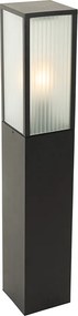 Inteligentna lampa podłogowa zewnętrzna czarna z żebrowanym szkłem 80 cm z WiFi A60 - Charlois