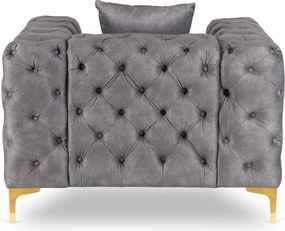 Fotel Wypoczynkowy SORRENTO 1S Szary Welurowy Nowoczesny Glamour