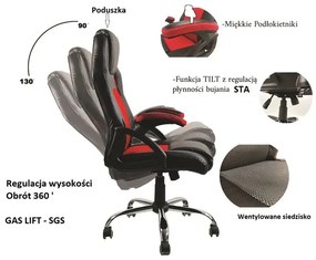 Czarno-czerwony fotel gamingowy - Dargo 3X
