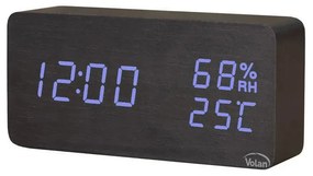 Zegar budzik elektroniczny led drewniany stojący - data termometr higrometr