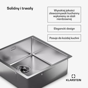 Klarstein TitanSteel zlewozmywak kuchenny o wymiarach 45 x 45 m (dł. x szer.)