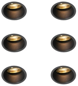 Zestaw 6 Nowoczesnych reflektorów wpuszczanych czarno-złotych, obrotowych i uchylnych - Alloy Oswietlenie wewnetrzne