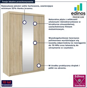 Szafa trzydrzwiowa z lustrem dąb sonoma Z6-B36