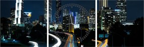 Obraz nocnej metropolii (z zegarem) (90x30 cm)