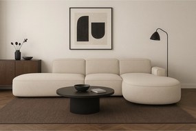 Narożnik modułowy CURSAL F prawostronny 364×166×70 cm kremowy Raven 24 – zaokrąglone leżanki, wolnostojący