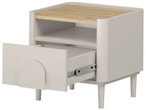 Szafka nocna Amilio z szufladą 50 cm na nóżkach - kaszmir / dąb olejowany / uchwyty kaszmir
