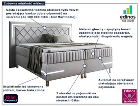 Jasnoszare łóżko tapicerowane z pojemnikiem 5 rozmiarów B2-N71