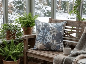Poszewka na poduszkę z mikrofibry SNOWFLAKE 45x45 cm, niebieskoszara