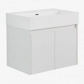 Zestaw Wiszących Mebli Łazienkowych Zintegrowany Z Umywalką Genevie Matowy Biały - Sklum