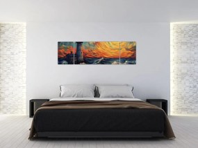 Obraz - Latarnia morska w falach (170x50 cm)