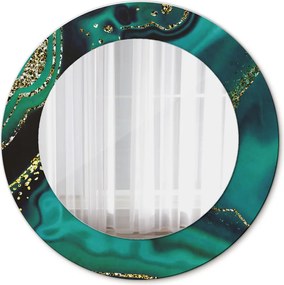 Lustro z nadrukiem dekoracyjne okrągłe Szmaragdowy marmur