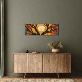 Obraz - Słońce w koronie drzewa życia (z zegarem) (90x30 cm)