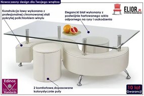 Ława biała z pufami A1-D92
