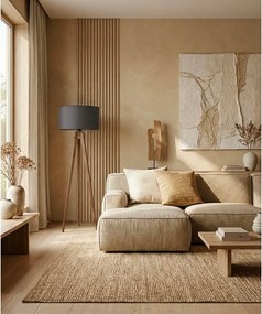 Czarna/brązowa lampa stojąca z tekstylnym kloszem (wysokość 153 cm) Tripod – Opviq lights