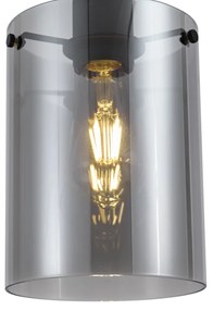 Designerska lampa podłogowa czarna z przydymionym szkłem - Domo Nowoczesny Oswietlenie wewnetrzne
