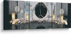 Obraz - Kolaż (z zegarem) (90x30 cm)