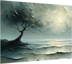 Obraz - Obraz olejny przedstawiający drzewo z oceanem (70x50 cm)