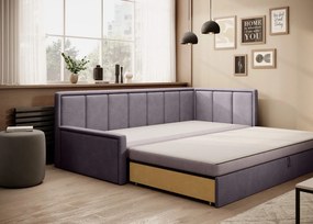 Sofa rozkładana z funkcją spania FULGEO fioletowa/różowa prawa ELTAP