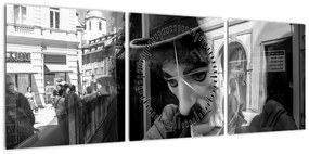 Obraz - Charles Chaplin w Pradze (z zegarem) (90x30 cm)