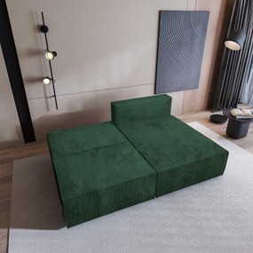Masseno Narożnik FIORO z funkcją spania i pojemnikiem na pościel Narozniki L, Rozkładana sofa - Butelkowa zieleń, POSO 14