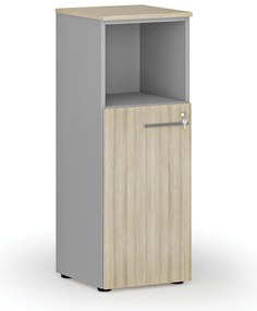 Szafa biurowa kombinowana PRIMO GRAY, 400 x 420 x 1087 mm, szary/dąb naturalny