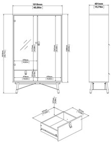 Witryna w dekorze dębu w naturalnym kolorze 102x162x40 cm Ry – Tvilum