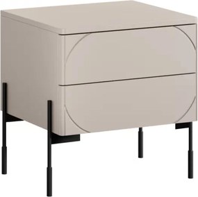 Szafka nocna z dwoma szufladami Sonatia na metalowych nogach 45 cm - kaszmir