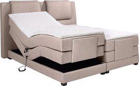 Łóżko kontynentalne: zagłowie + elektryczne stelaże relaksacyjne + materace + nakładki na materac CASTEL marki PALACIO - 2 x 80 x 200 cm - Beżowa tkanina