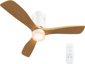 HOMCOM Sufitowy wentylator z oświetleniem LED, 6 prędkości, pilot, jasnobrązowy