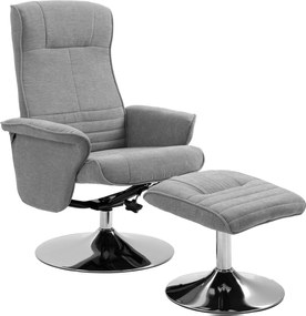 HOMCOM Fotel Relax z Podnóżkiem, Obrotowy, z Regulacją Oparcia, do 150 kg, 69 x 71 x 104 cm, Szary