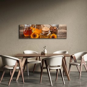 Obraz - Martwa natura z słoikami miodu (170x50 cm)