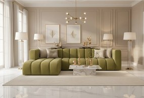 Narożnik w kształcie L GRAND 318 cm, tkanina Salvador, Oliwkowy, Lewy