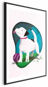 Plakat Pies i piłka 29,7x42 cm z ramą czarną z marginesem ARTGEIST B
