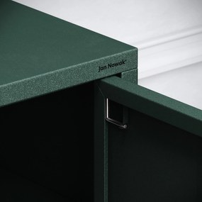 Szafka RTV metalowa na nóżkach butelkowa zieleń Modern ROSA, 1150 x 595 x 400 mm