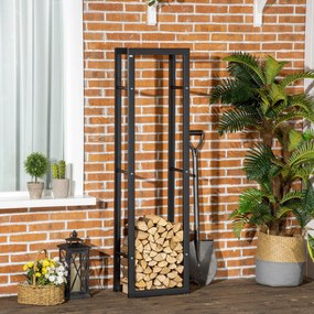 Homcom® Regał Na Drewno Opałowe Stal Czarny