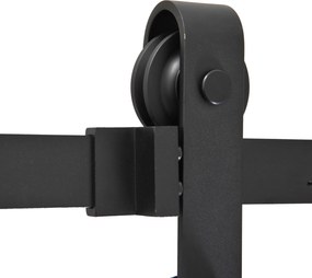 HOMCOM Zestaw szyn gleitowych do drzwi przesuwnych, do 90 kg, stal węglowa, 200 cm, czarny, w zestawie narzędzia