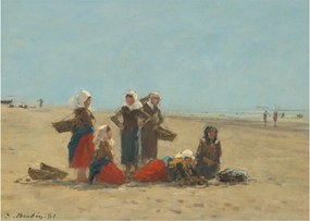 Obraz - Eugène Boudin, Women on the Beach at Berck, reprodukcje (70x50 cm)