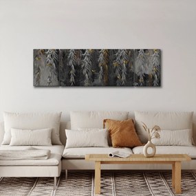 Obraz - Gałązki wierzby na czarnym tle (170x50 cm)