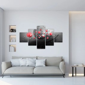 Obraz czerwonych abstrakcyjnych kul (125x70 cm)