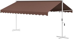 Outsunny Wolnostojąca Markiza 4,5x3,4m, regulacja kąta, korbka, konstrukcja metalowa, Kawa
