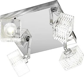 Plafon Metropolitan 4-punktowy z gniazdem G9, chromowaną ramką i szkłem hartowanym, nowoczesny design 25x25x15cm