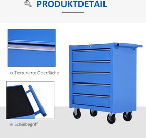 Szafka narzędziowa wózek 5 szuflad niebieski homcom