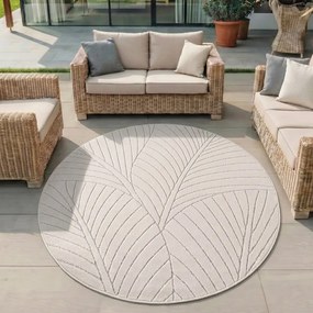 Dywan uniwersalny Nova 3D Motyw Roślinny kremowy koło 120 cm x 120 cm