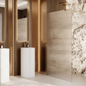 Ścianka prysznicowa WALK IN FIX przezroczysta prostokątna ryflowana 8 mm WELLE Classic Clear | różne rozmiary : Kolor profili kabiny - złoty, Szerokość ścianki - 110 cm , Typ montażu - WALK in FIX (Do ściany)